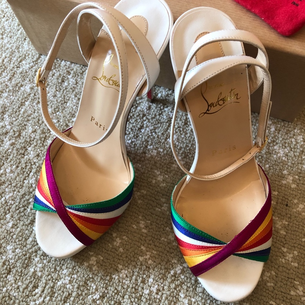 Christian Louboutin White/Multi Naseeba 120 Sandal - Picture 6 of 6